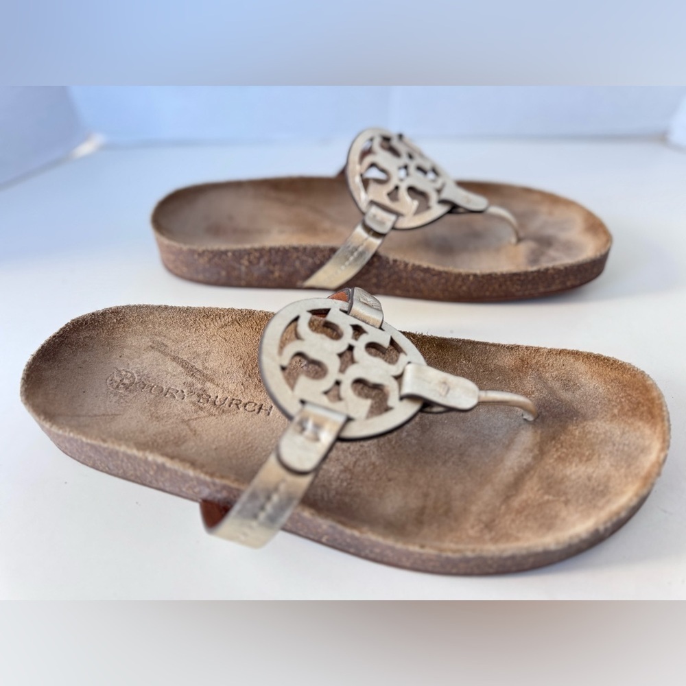 Tory Burch Miller Cloud Flip Flop Gold Sandals Shoes Size 8.5